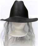 HR73075 - Cowboy Hat black w long gray hair
