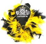 ACC1BL/GLD - Feather cuffs/hair tie chandelle blk/gold