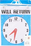 S70814 -Sign Clock "Will Return"