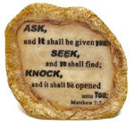 T88002D -Inspirational rock 3.5in Matthew 7:7