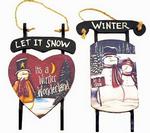 Chr plaque wood sled 9x5.5in