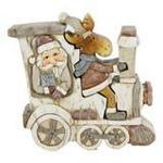 Chr santa,train and reindeer 5x5in