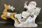Chr santa w/sleigh and reindeer 8x5in