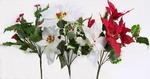 Chr Floral Poinsettia or Holly Bush 12 inch Asst