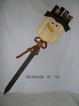 Chr yard stake wood snowman 36in
