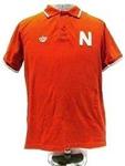 NE Husker polo white w/red N climalite med