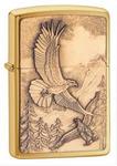 20854 - Zippo lighter where eagles dare emblem brushed brass
