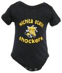 44853WS-0/3 - Wichita state shockers black onesie 0/3mo