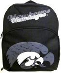 IA Hawkeyes mini backpack black w/ gray & white logos 12x3x10in