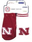 NE Husker baby socks 0-12mo, 12-24mo 2pk