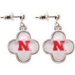 NE Husker earrings logo quatrefoil