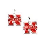 NE Husker earrings crystal logo