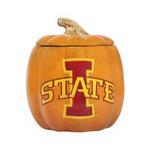 Iowa State ceramic pumpkin jar 9in
