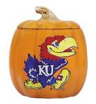 KS Jayhawks ceramic pumpkin jar 9in