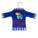 KS Jayhawks ornament knit sweater w/hanger 6x8in