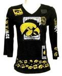 IA Hawkeye L/S v-neck black w/print med