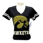IA Hawkeye shirt v-neck ladies blk med
