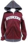 NE Husker hoodie full zip burgundy/charcoal youth L14/16