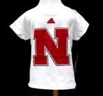 NE Husker shirt white w/red N patch 4T