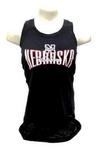 NE Husker tank top ladies black w/lace bottom small