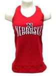 NE Husker tank top ladies red w/lace bottom xl