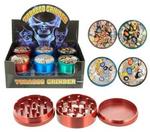GR041-CGFW - Tobacco grinder 3 part glitter & flowers 12/disp