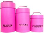 KK8520FU-3 - Enamel Canister w/Handles Fuschia set/3