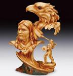 PDJ-969 - Figure indian w eagle head wood look 11.75inH