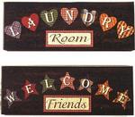 107-48169 - Block wood welcome or laundry 7.75x3in