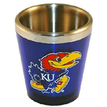 21913KU - KU Jayhawks shot glass stainless steel acrylic