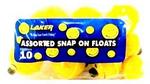 SBA10 - Fishing floats snap on smiley face 10pc