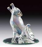 ETK-37 - Spun glass wolf on mirror base 3.25inH