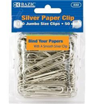 222 522 - Paper clips jumbo silver 50mm 100ct
