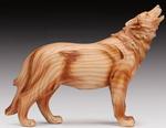 PDJ-737 - Figure wolf howling wood-like carving 7in