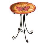 108777 - Birdbath w/stand butterfly 28Hx19inD