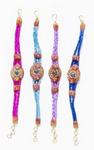 L3MC-BR - Bracelet leather 3 metal cabochon