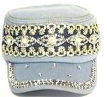 40142 - Cap denim bling fatique with lace