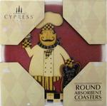 3RC3425 - Coaster set round absorbent 4in