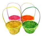 A468-001 - Easter basket bamboo w/ribbon 8inD