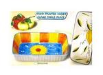 26022 - Table plate hand painted flower 7x4in