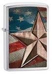 28653 - Zippo lighter retro star w/flag brushed chrome