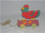 7130 748 - Figure chicken on cart wooden