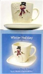 Chr Mug & Saucer Snowman