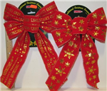 Chr bow red w/ asst. gold patterns