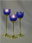 B212 - Candleholder tulip blue 3pc