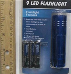 FL91BL - Flashlight 9LED w3AAA battery  w strap blue