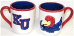 MGE011KU - KU Jayhawks Mug Embossed Mascot White