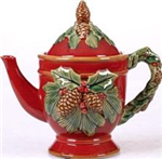 Chr teapot holly leaves ceramic