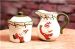 Snowman sugar & creamer set ceramic