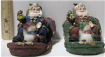 Chr santa with small snowman in sleigh